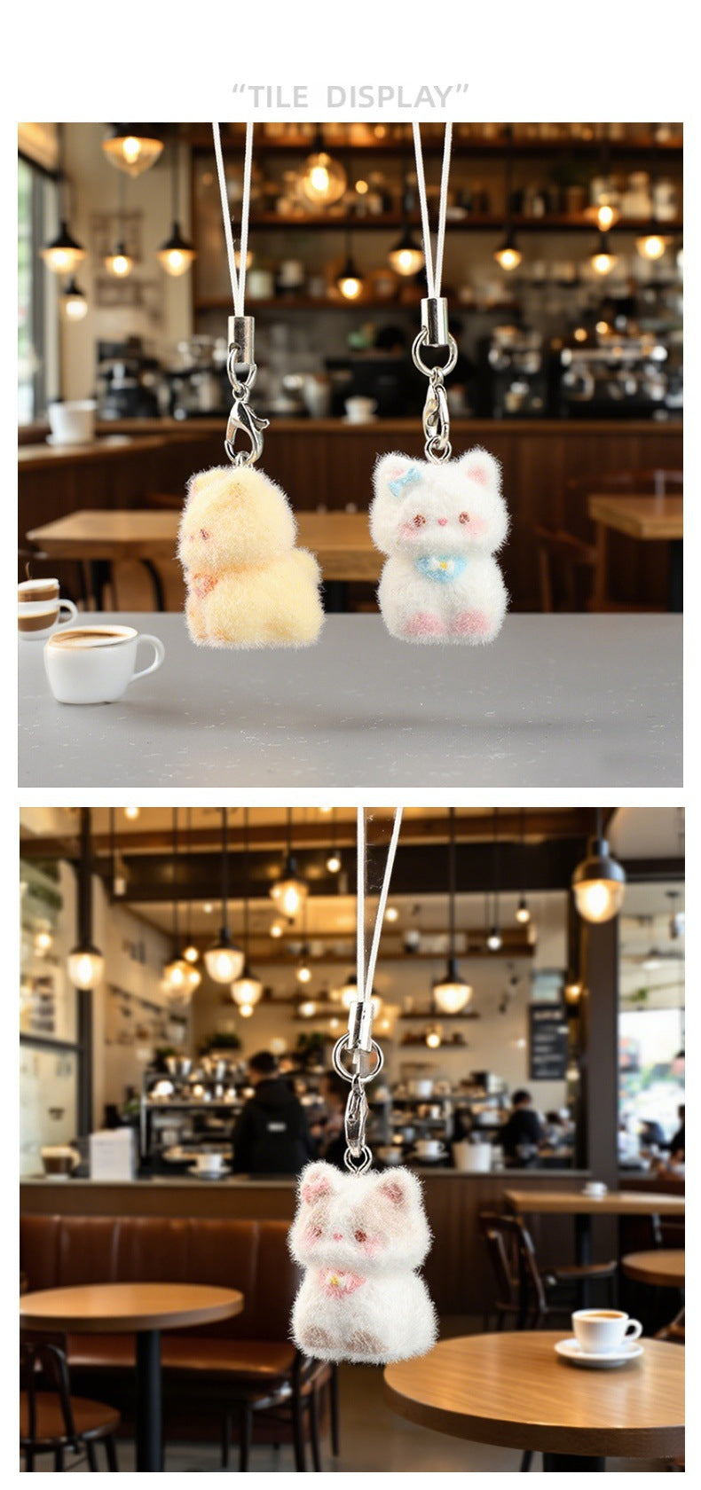 พวงกุญแจแมวฟล็อคกิ้ง 3D การ์ตูนน่ารัก ห้อยกระเป๋า สายคล้องโทรศัพท์