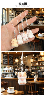 พวงกุญแจแมวฟล็อคกิ้ง 3D การ์ตูนน่ารัก ห้อยกระเป๋า สายคล้องโทรศัพท์