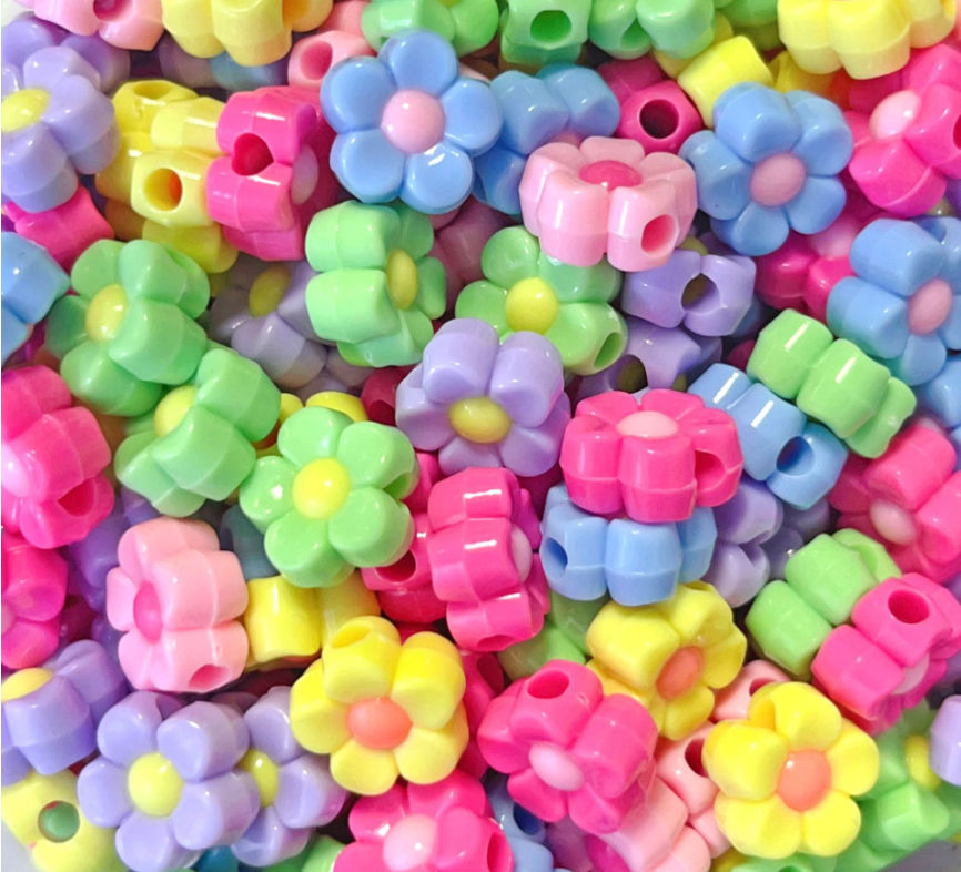 ลูกปัดอะคริลิก มุกสีคู่ ดอกพลัม DIY เครื่องประดับ