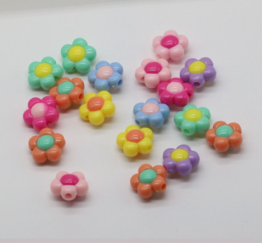 ลูกปัดอะคริลิก มุกสีคู่ ดอกพลัม DIY เครื่องประดับ