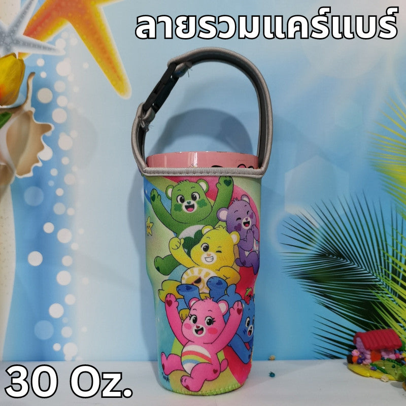 กระเป๋าใส่แก้ว Yeti ถุงสวมแก้วเก็บความเย็น ลายการ์ตูน