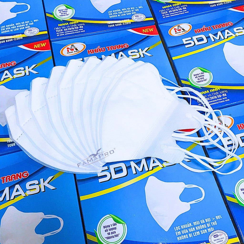 แมสนก Famapro ทรง 5d แมสฟามาโปร ผ้าเนื้อนุ่ม ไม่เจ็บหู บรรจุ 1 กล่อง 10 ชิ้น แมส Kenko แมสหูใหญ่