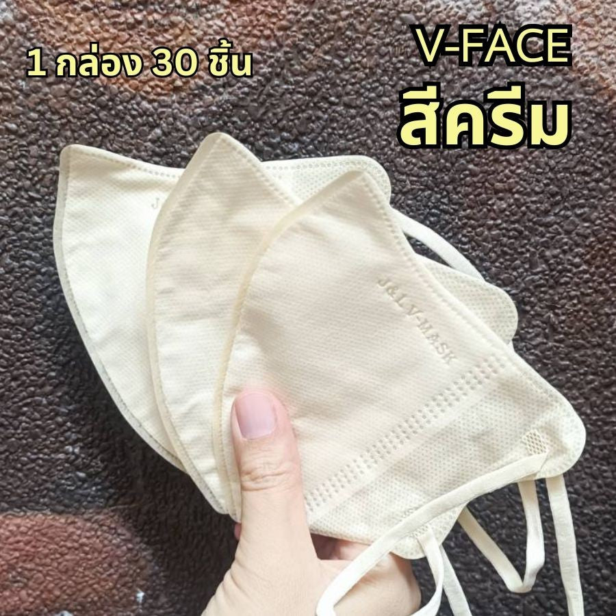 แมสหน้าเรียว แมสผู้ใหญ่ V-Face หน้ากากหนา 3 ชั้น สายนิ่ม 5MM. ซีลแยก 1:1