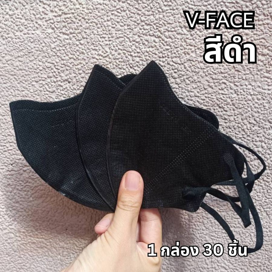 แมสหน้าเรียว แมสผู้ใหญ่ V-Face หน้ากากหนา 3 ชั้น สายนิ่ม 5MM. ซีลแยก 1:1