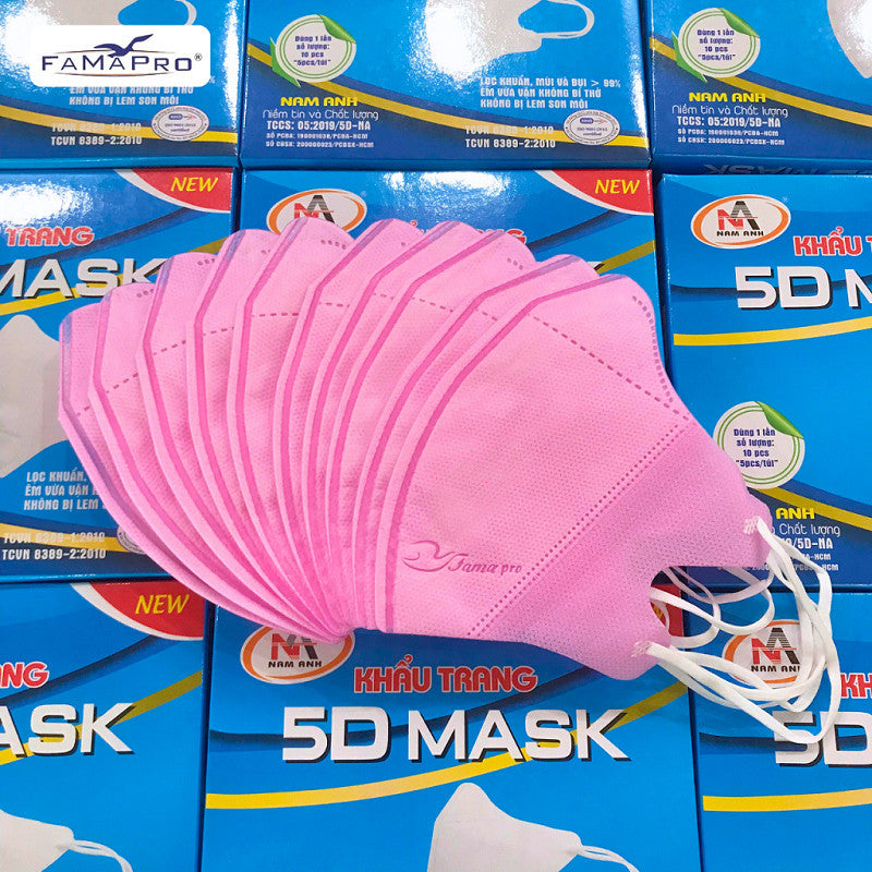 แมสนก Famapro ทรง 5d แมสฟามาโปร ผ้าเนื้อนุ่ม ไม่เจ็บหู บรรจุ 1 กล่อง 10 ชิ้น แมส Kenko แมสหูใหญ่